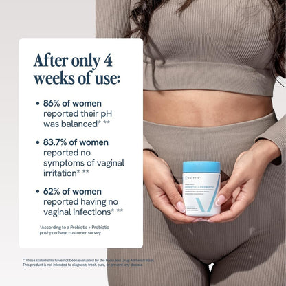 Happy V Dr. Formulated Vaginal Probiotics for Women Odor & Itch Support, Urinary & Gut Health, pH Balance